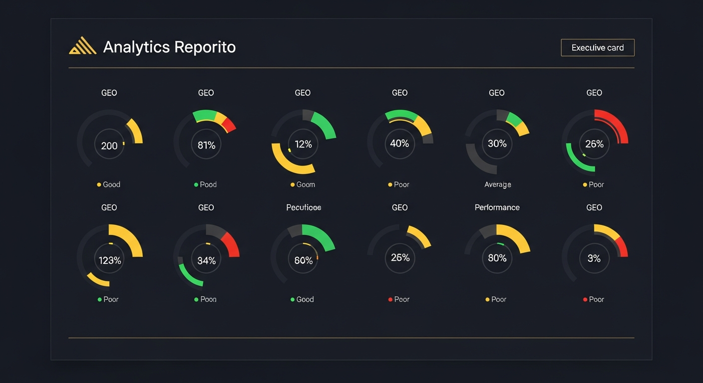GEO Scorecard visualization showing the 10-point checklist metrics