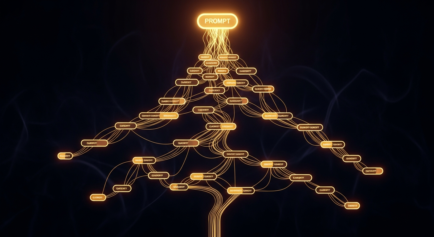 Query decomposition process showing how AI breaks complex prompts into micro-queries