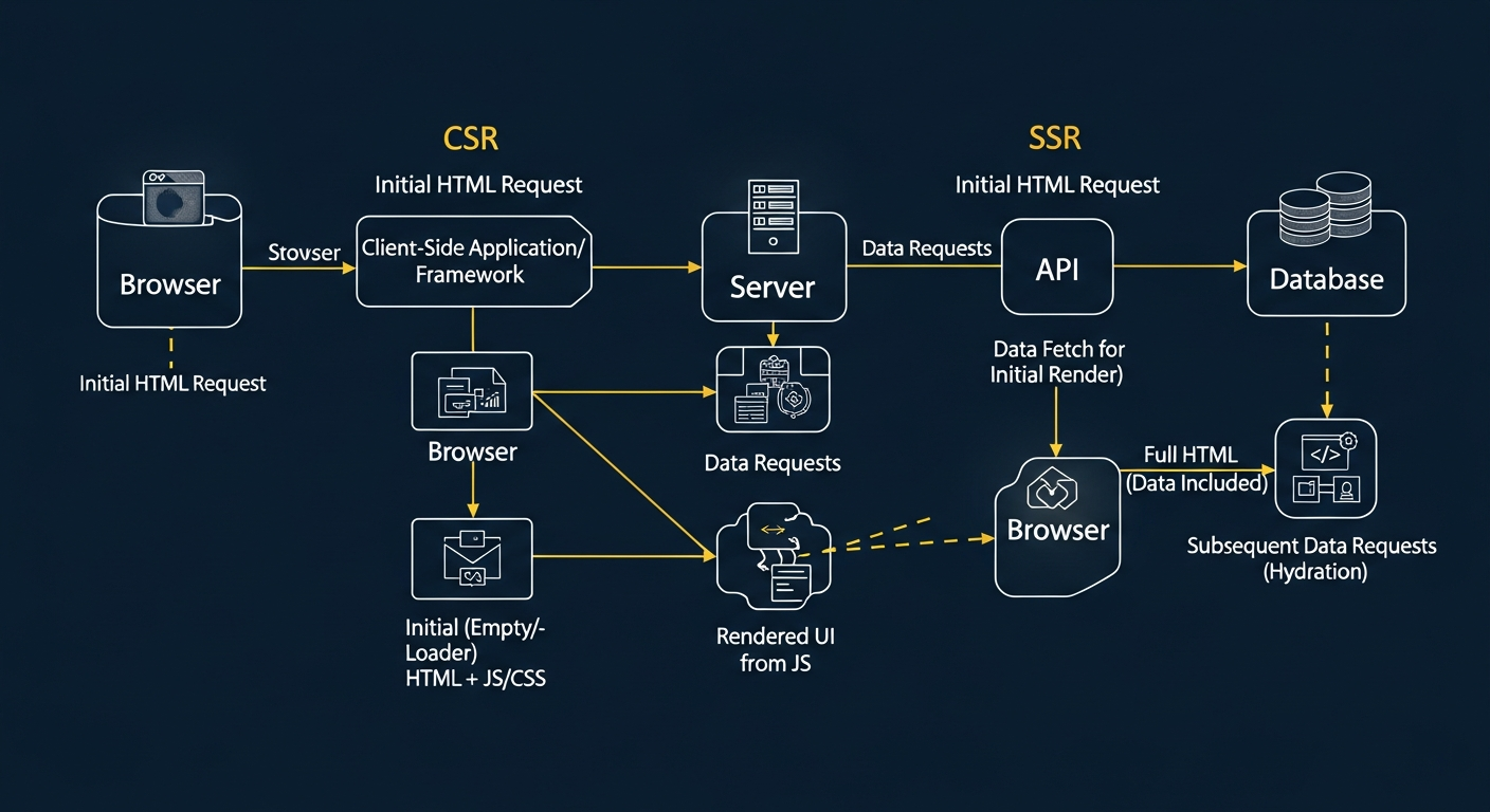 SPA architecture diagram showing crawl, render, and index phases