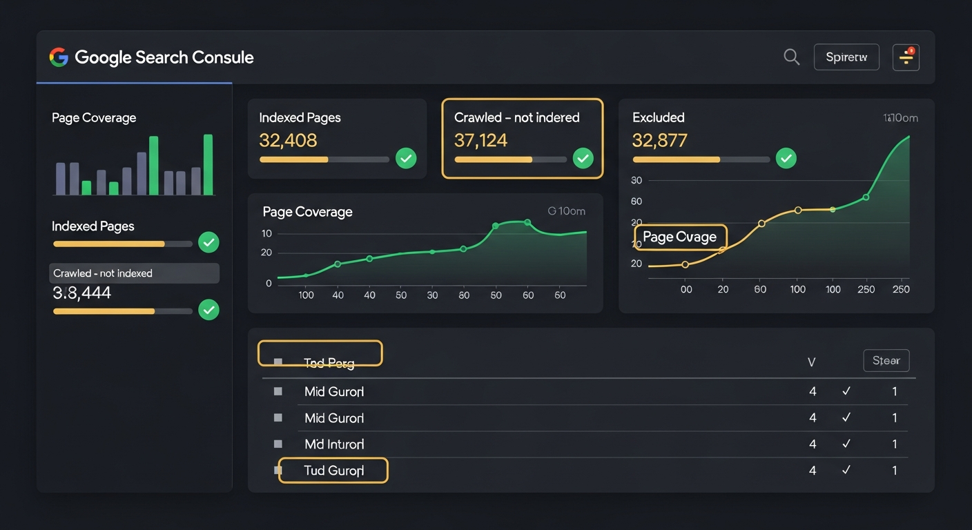 Google Search Console dashboard showing indexed pages