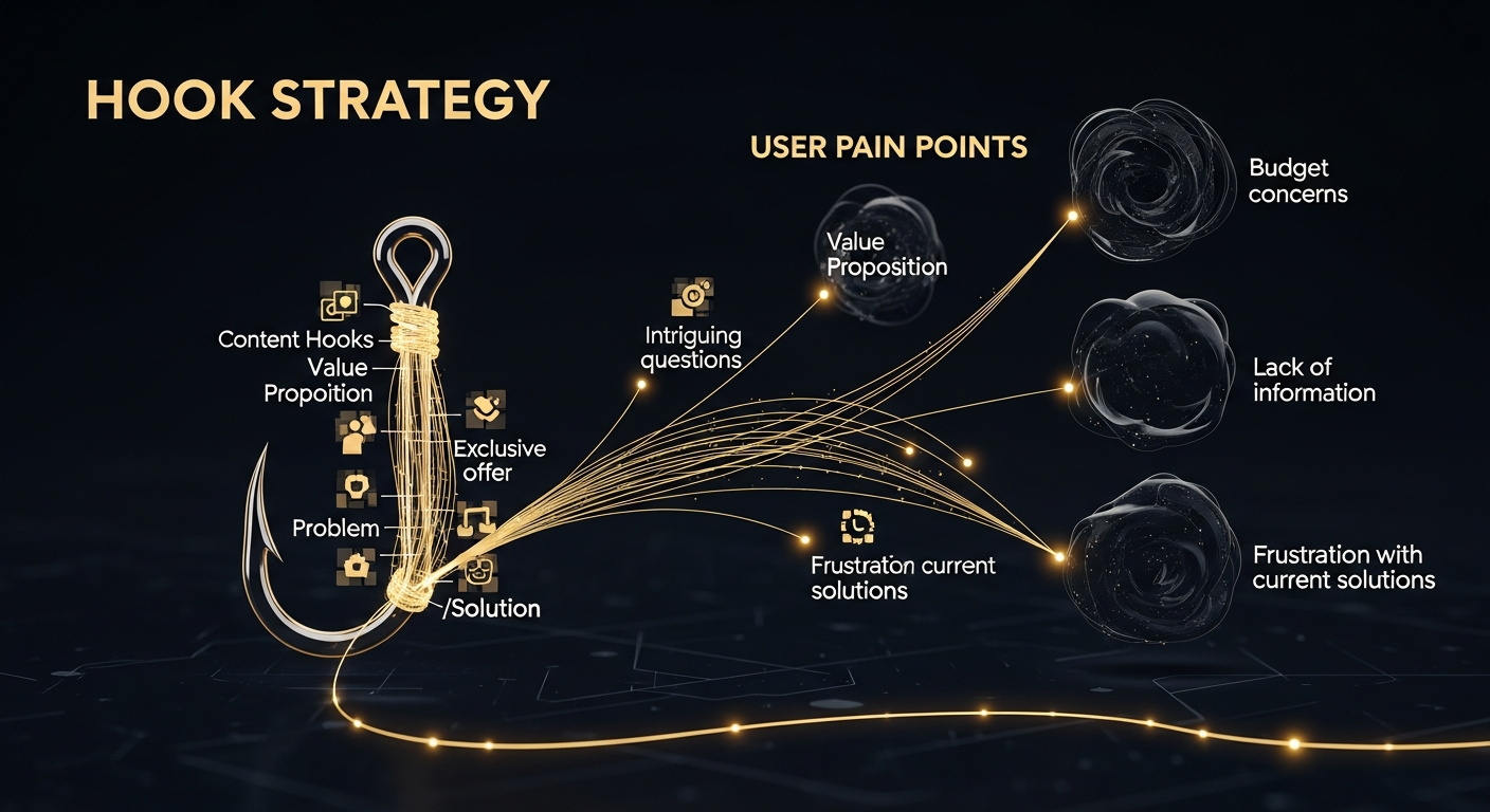 Hook strategy visualization showing verify magnets that drive site visits